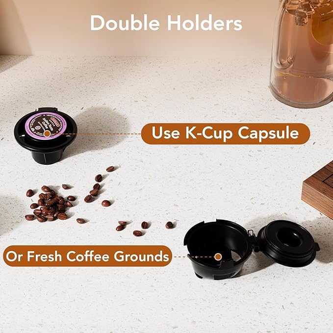 Single Serve Coffee Maker – Brew with Coffee Pods & Grounds, Compatible with Kcup Coffee Pods, Small Sizes Up to 6 8 10 12 14 Oz, 14 Oz Water Reservoir, Easy to Clean for Office Travel Home, Black | 6–14oz adjustable brew sizes, 14oz reservoir, self-cl...