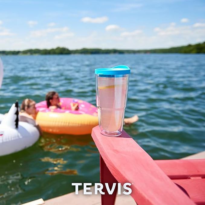 Tervis 24oz Tritan Tumbler | Tabletop Collection, Red | Made in USA, Double-wall Insulated, Shatterproof, BPA-Free, Dishwasher Safe, Fits Most Cupholders, Gifts under $25