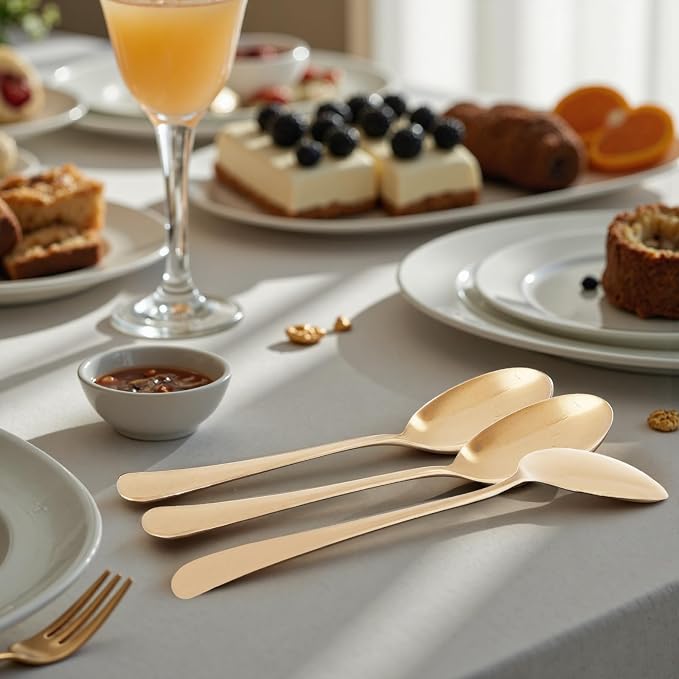 12PCS Gold Serving Utensils Set,Includes 8 large serving spoons,4 serving tongs
