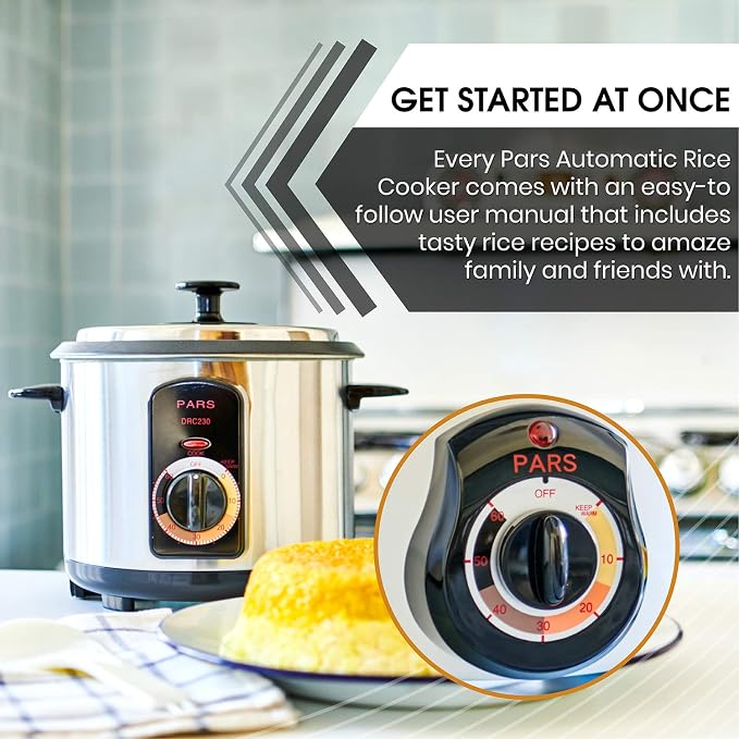 Pars Automatic Persian Rice Cooker - Tahdig Rice Maker Perfect Rice Crust, 15 Cup