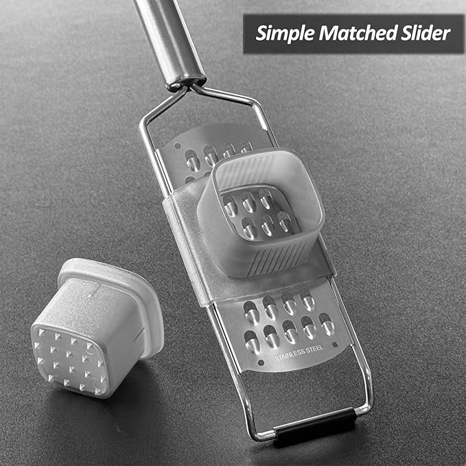 4-Pcs Pro Set Zester Grater Set, Cheese Grater with Razor-Sharp Stainless Steel Blade, Fine/Coarse/Extra Coarse/Slider Attachment