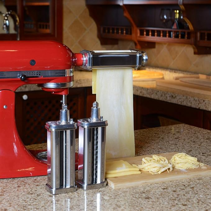 COFUN Pasta Attachment for KitchenAid Stand Mixer, 3 Pcs | 8 Thickness Settings Stainless Steel Pasta Maker with Sheet Roller, Spaghetti & Fettuccine Cutter