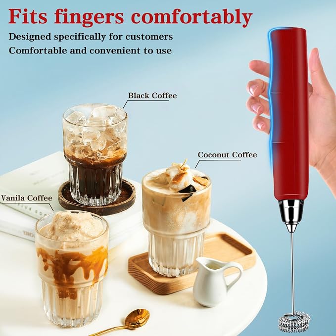 Milk Frother Wand Rechargeable Handheld Whisk Coffee 3 Speed Adjustable | Electric Whisk Drink Mixer with Stainless 3 Whisks Hand Frother , Foam Maker for Latte Cappuccino Matcha Egg Silver