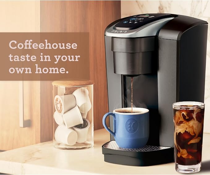 Keurig K-Elite Single Serve K-Cup Pod Coffee Maker, with Strength and Temperature Control, Iced Coffee Capability, 8 to 12oz Brew Size, Programmable, Brushed Slate | Strength, Temperature Control, Iced Coffee Capability, 8 to 12oz Brew Size, Programmable