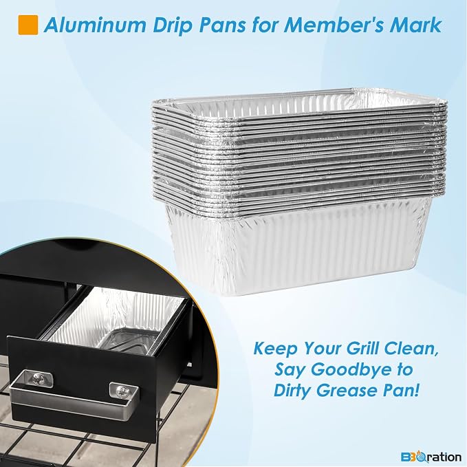 20-Pack Aluminum Drip Liner for Members Mark Grill Parts | Grease Catcher Drip Liner for Member's Mark 4-Burner Outdoor Flat Top Griddle and Pro Series 5-Burner Griddle Grease Tray