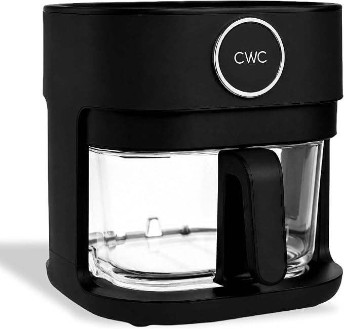 COOK WITH COLOR 1400W 5.5Qt Digital Kitchen Air Fryer with Glass Basket, 8 Presets Healthy Cooking Options, Bake, Fry, Reheat, 60-Min Timer, Adjustable Temperature Control 175°F–400°F, Black