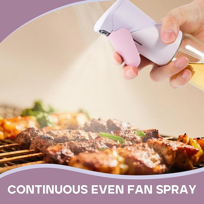 Oil Sprayer for Cooking, Upgraded 7.4oz Olive Oil Sprayer Mister, Large Olive Oil Spray Bottle for Air Fryer, Salads, BBQ & Kitchen, Professional Oil Sprayer with Even Mist (Purple)