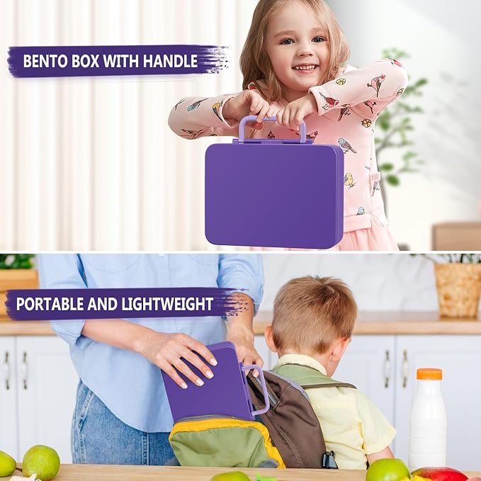 JOOPETALK Chill Bento Lunch Box for Kids Adult with Ice Pack,6-Compartment Reusable Leak-proof Lunch Container for Girls Boys to School,Keep Food Cold&Fresh,Dishwasher & Freezer Safe