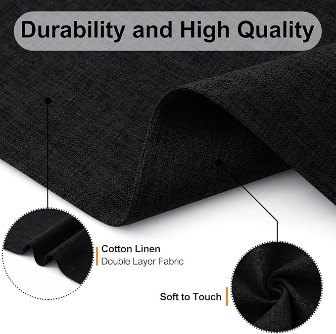 Homaxy Cloths Placemats for Dining Table Set of 4, 13" x 19", Black | Heat Resistant, Washable, Cotton Linen Blend Table Mats, Easy to Clean Place Mats, Indoor Outdoor