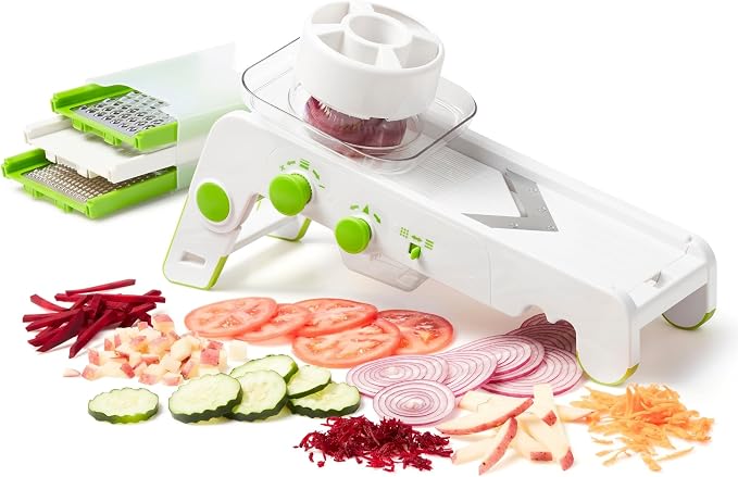 Starfrit Cubing Pro Mandoline Slicer & Dicer, 4 Blades, 10 Settings, White