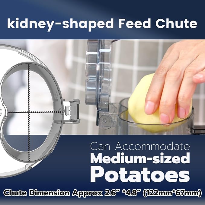 14-Cup French-Fry-Cutter Large Food-Processors - Large Feed Chute, Grey Color, Cheese Shredding, Meat Chopping, Shredding and Slicing, Mixing and Doughing, for Home Use