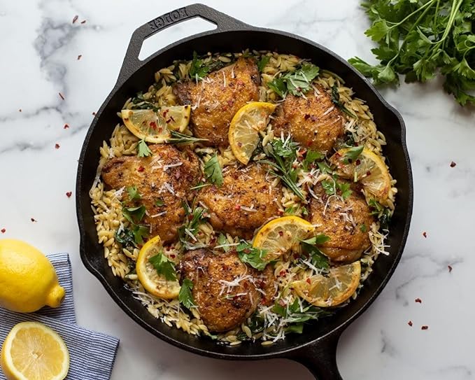 Lodge Seasoned Cast Iron Skillet - 10.25 inch - Pre-Seasoned Frying Pan - Heavy-Duty Skillet - Hot Handle Holder Included - Features 2 Pouring Spouts