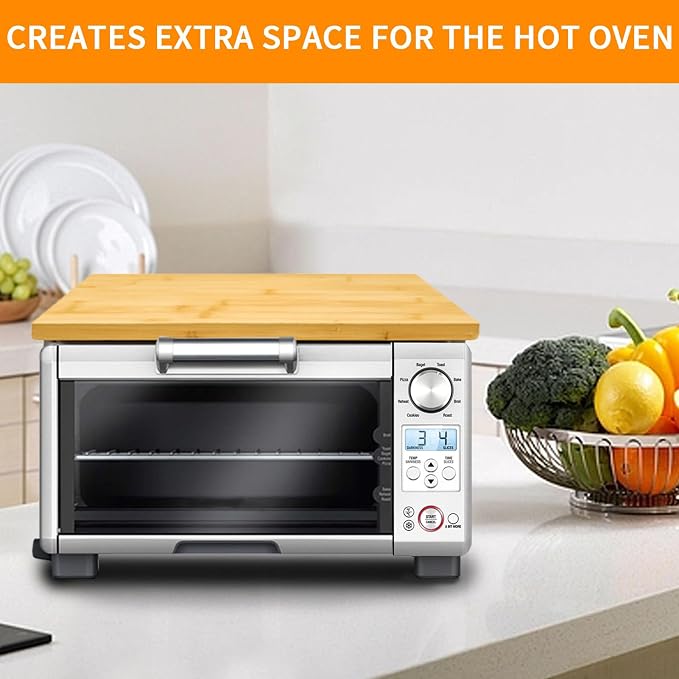 Cutting Board Compatible with Breville BOV450XL & BOV650XL Compact Mini Oven, Heat Resistant Non-Skid Silicone Feet, Creates Storage Space, Protects Cabinets