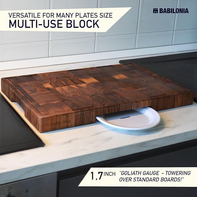 American Walnut Wood Cutting Board, End Grain Butcher Block for Kitchen | Black Walnut Grown in USA - 20" x 12.2" (ExtraThick 1.7") Heavy Duty Hardwood Non Toxic Wooden Chopping Boards (Oil Included)