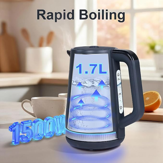 1.7L Electric Kettle with Temperature Control, 1500W Stainless Steel Tea Kettle, LED Display, Keep Warm & BPA Free Hot Water Boiler for Tea & Coffee, Grey
