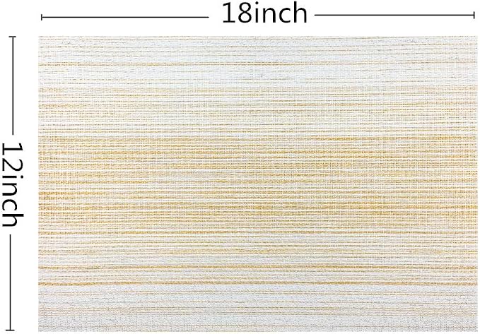 WAZAIGUR Placemats Set of 4, Woven Vinyl Table Placemats, Yellow with White | Placemat, Blending Color Durable Washable Place Mats Indoor Outdoor Heat-Resistant Anti-Skid Kitchen Dining Table Mats