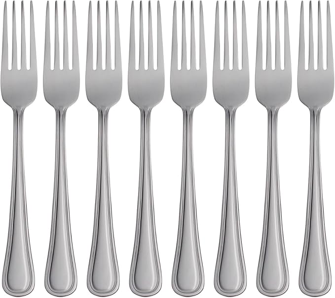 Oneida Tress Dinner Forks Silverware Set for 8, Flatware | mirror finish, dishwasher safe | cutlery set for kitchen and dining, utensil set, heavy duty, kitchen essentials