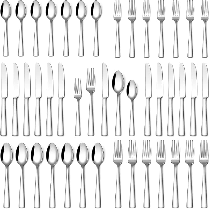 Stapava 30 Piece Silverware Set, Food-Grade Stainless Steel Flatware Sets for 6 Mirror Polished Cutlery Utensil Sets Include Dinner Knives Spoons and Forks Set Dishwasher Safe for Home Restaurant