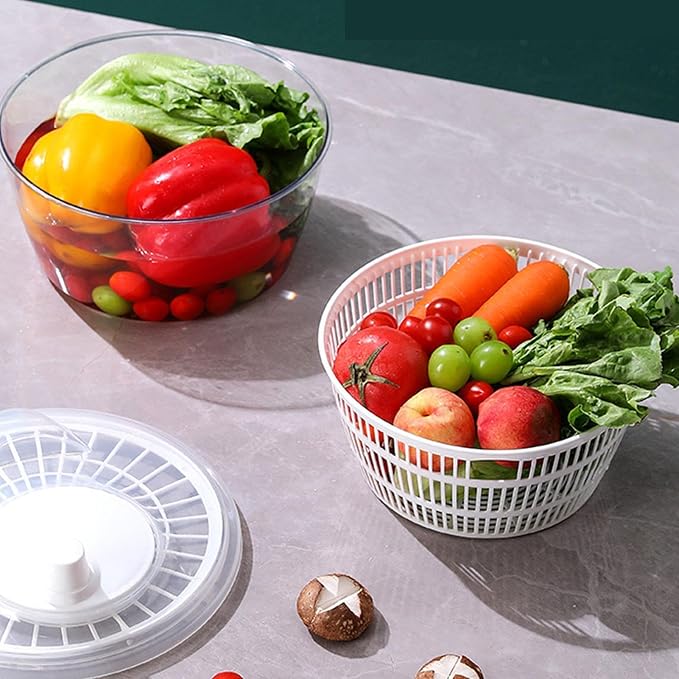 Generic Vegetable Fruit Washer ner, Manual Fruits Washer, Durable Salad Dryer Bowl, PP Salad ner Lettuce Dryer, Vegetable Washer Dryer With Effortless Action For Lettuce, Vegetables, White