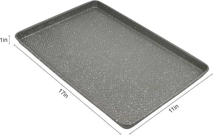 David Burke 17x11 Cookie Sheet – Carbon Steel, PFTE & PFOA Free, Oven Safe, Non-Toxic, Perfect for Baking and Roasting – Gray Speckle