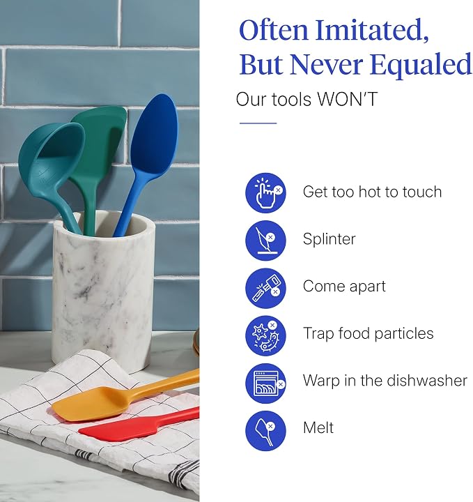 GIR: Get It Right 5-Piece Silicone Ultimate Kitchen Utensils Set - Ladle, Spatula, Flip, Spoon & Spoonula - Non-Toxic Cooking Utensils for Nonstick Cookware, Cooking and Baking - Madrid