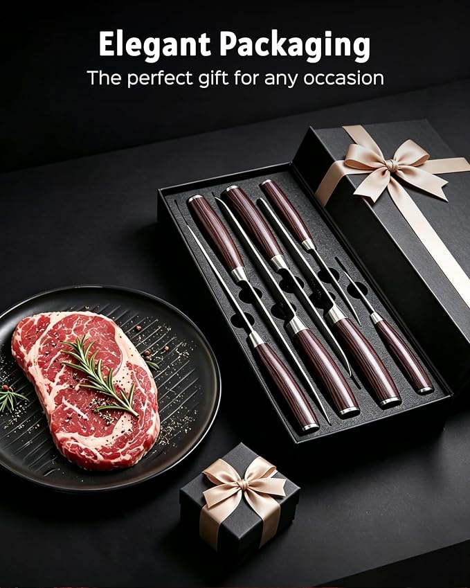 PAUDIN Chef Knife Set, 7 Pieces Kitchen Knife Set, Ultra Sharp Knife Set | High Carbon Stainless Steel, Professional Knives Set for Kitchen with Pakkawood Handle