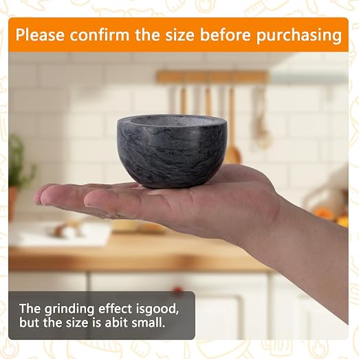 Tianman Small Mortar and Pestle Set 3.2 Inch.1/3 Cup.(Marble Black) | Mini Marble Grinder with Brush for Pills Herbs Spices,Easy to Grip.Efficient Grinding.Universal Dual Head Grinding Pestle.