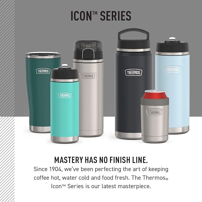 THERMOS ICON SERIES, Stainless Steel Tumbler with Slide Lock, 18 Ounce, Melon