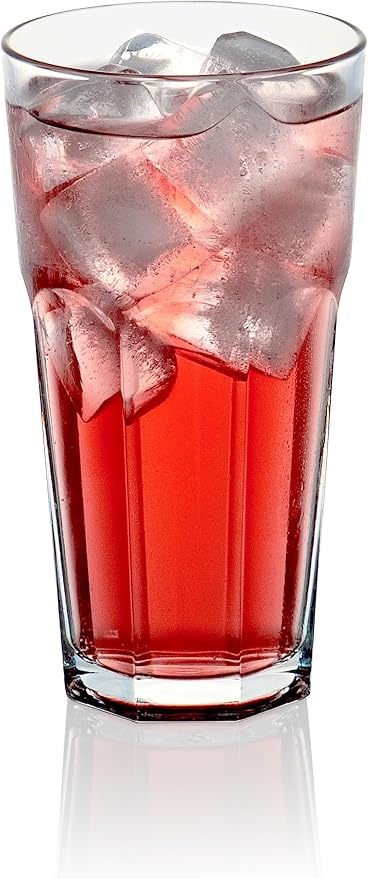 Red Co. Set of 4 Clear Glass 22 Fl Oz Drinking Highball Tumblers for Water, Juice, Beer, Cocktails