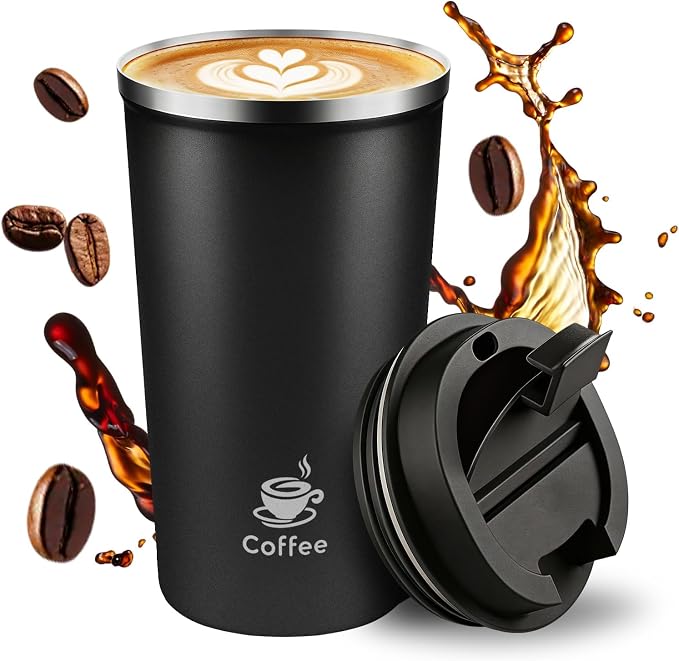 17oz Travel Coffee Mug ,Leakproof Vacuum Coffee Cup Insulated Tumbler | 304 Stainless Steel, Double-Wall Vacuum Insulated, Leakproof, Fits Hot & Cold Drinks Car Cup Holders, Travel, Office