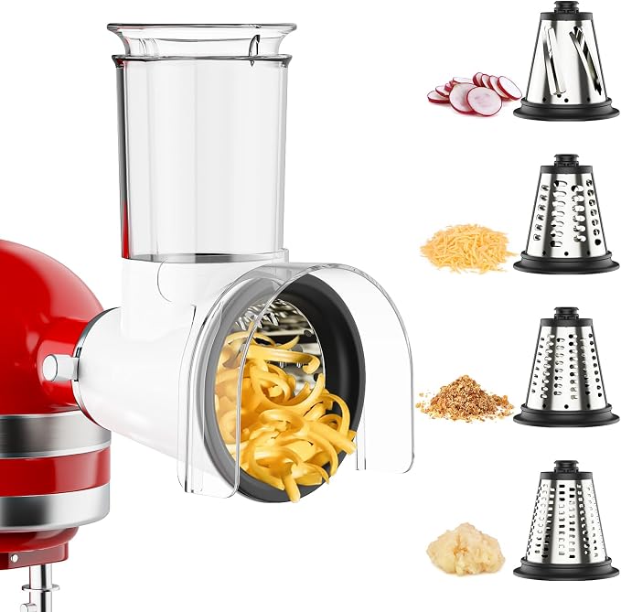 COFUN Cheese Grater Attachment for KitchenAid, Large Cheese Grater | 3-inch Feed Chute and Splash-Proof Barrier, Cheese Shredder, For Kitchen Aid Accessories and Attachments, Dishwasher Safe