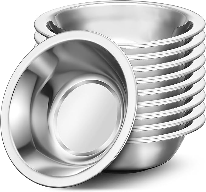 304(18/8) Stainless Steel Mixing Bowls for Kitchen, 10 Pack 7" 21.22 fl.oz Metal Mixing Bowls Set Stackable for Baking Serving Cooking Food Prep Storage Dishwasher Safe Heavy Duty
