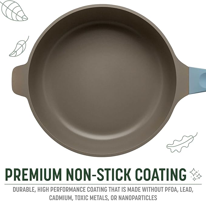 Goodful All-in-One Pan, Multilayer Nonstick Cookware Set, High-Performance Construction, Multipurpose Design Replaces Multiple Pots and Pans, Dishwasher Safe, 11-Inch, 4.4-Quart Capacity, Blue Mist