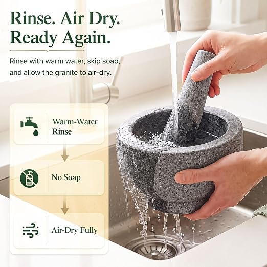 Flexzion Granite Mortar and Pestle Set, 4 Cup with Garlic Peeler, Gray | Large Molcajete Stone Grinder Bowl Includes a Matching Pestle, Garlic Peeler and Non-Slip Mat for Guacamole, Salsa and Spices