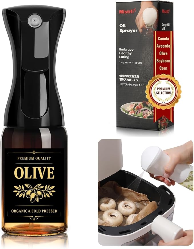 oil spray Premium 150ml Glass. Fine Mist Spray Bottle for Air Fryer, Olive Oil, Healthy Nonstick Frying, Commercial & Home Kitchen Use (150ml Glass bottle PS64102)