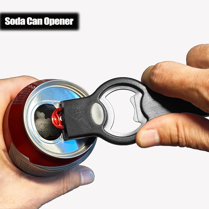 3-in-1 Magnetic Bottle & Can Opener, Manual Can Punch Opener, Black | Punch Can Opener for Liquid with Cap Catcher, Stick to Fridge/Refrigerator for Easy Storage,Magnet Can Tapper Church Key