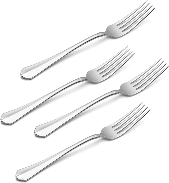Oneida Juilliard Dinner Forks Silverware Set for 4, Flatware | mirror finish, dishwasher safe | cutlery set for kitchen and dining, utensil set, heavy duty, kitchen essentials