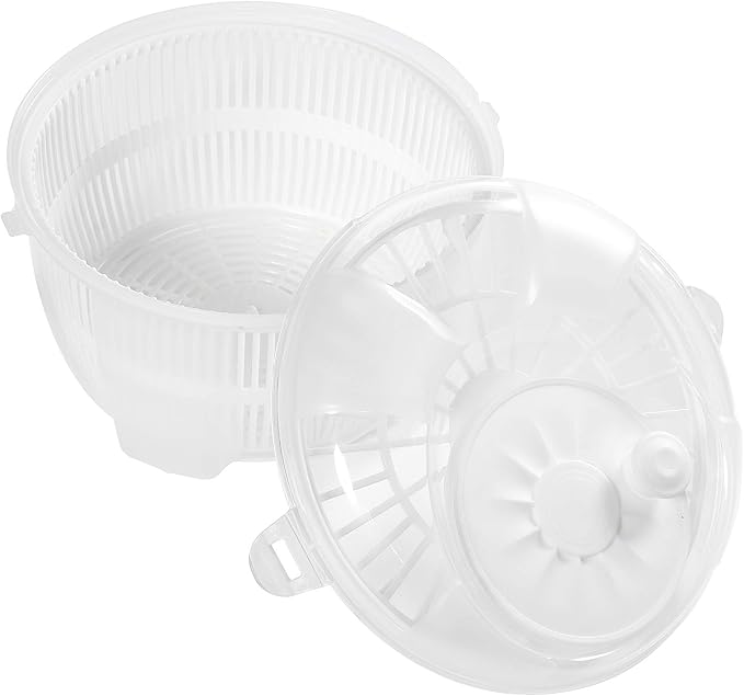 Salad Spinner, Salad Tosser and Mixer, 5,5 Quart, Vegetable Spinner -EXTRA Salt&Pepper Shaker inc. (White)