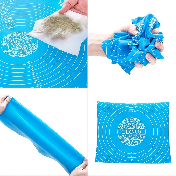 Silicone Baking Mat, Extra Thick Large Non Stick Pastry Mat Sheet for Dough Pie Crust Rolling Mats (Blue, XL-18''(W)*25''(L))