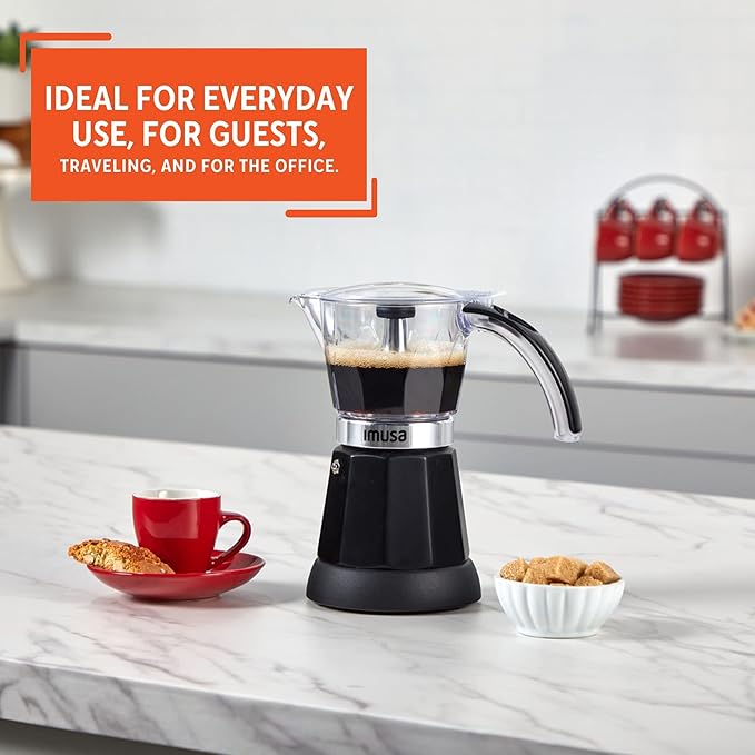 Imusa 6 or 3 Cup Electric Espresso Maker Black Coffee Machine for Cuban Coffee, Moka and Espresso Drinks (Pack of 2)