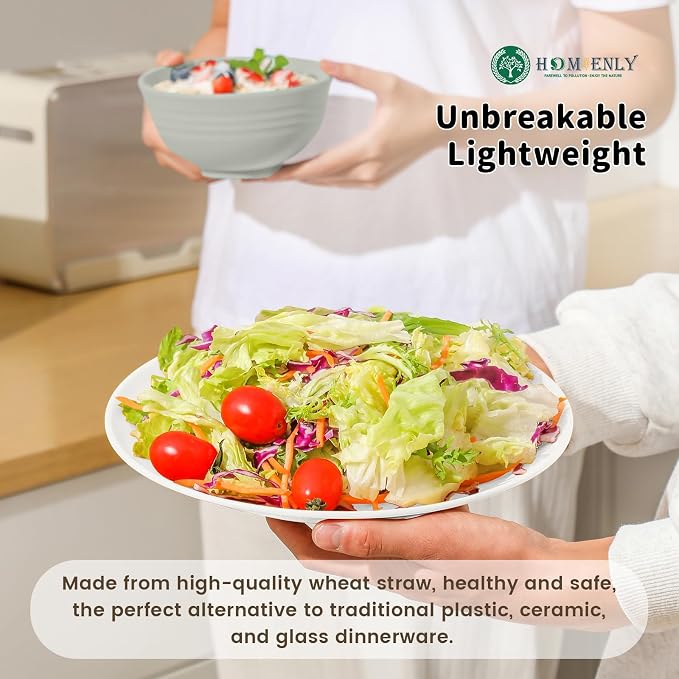 Premium Wheat Straw Dinnerware Sets, Plates and Bowls Sets,Cups,Alternative to Plastic Plates Service for 4, Dishwasher and Microwave Safe 16 PCS Dish Sets for Home,Camping - Island