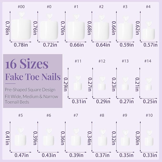 AddFavor 160pcs White Press on Toenails for Women, Full Cover Fake Toe Nail Tips with Adhesive Tabs, Artificial Pedicure Toe Nail Press ons, White False Toenail Press ons