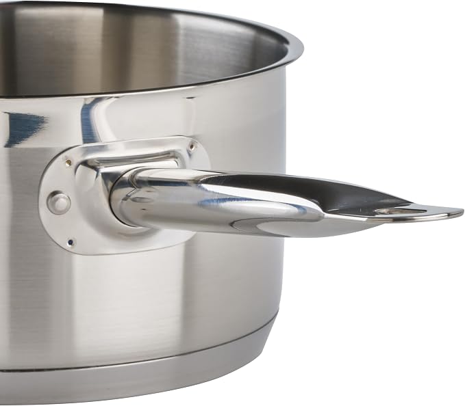 Winco 3 1/2 qt Heavy-Duty Stainless Steel Sauce Pan with Cover, 3.5 qt | Even heat distribution, Secure riveted handle, Great for Cooking, Food Preparation and Restaurant Kitchens