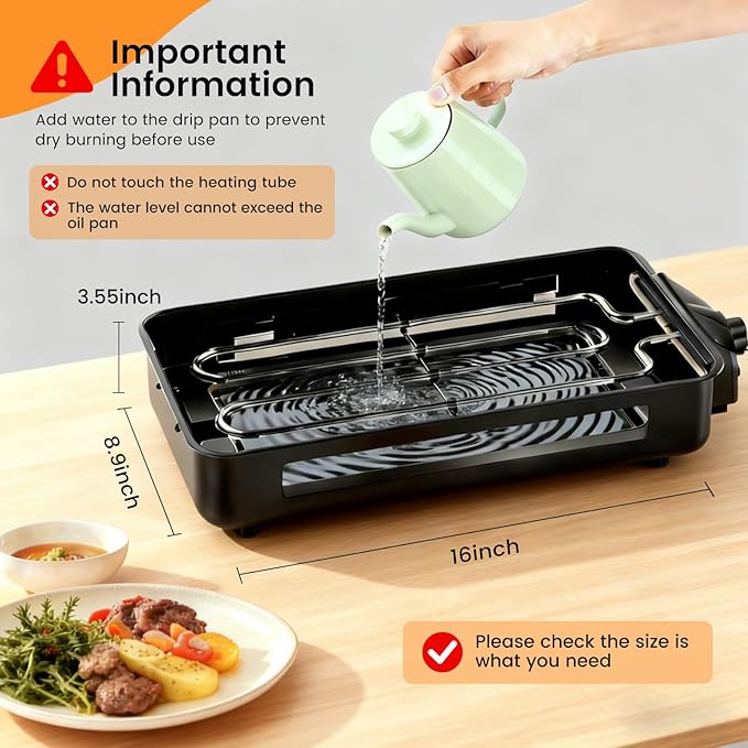 Electric Indoor Grill 1700W 2 in 1 Smokeless Griddle Grill Pan for Kitchen | Temperature Setting Inside Countertop Korean BBQ Grill with Grilling Net & Non-Stick Removable Griddle Plate and 3 Cheese Pan