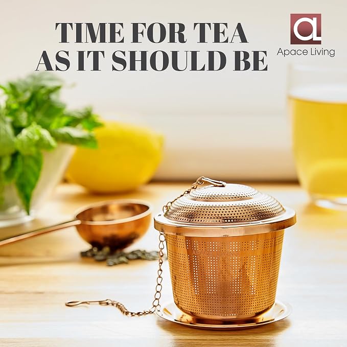 Tea Infuser Set of 2 with Tea Scoop & Drip Trays - 304 Stainless Steel Ultra Fine Mesh Loose Leaf Tea Strainer, Reusable Tea Steeper Basket for Rooibos, Green, Black, Herbal & Oolong Tea, etc
