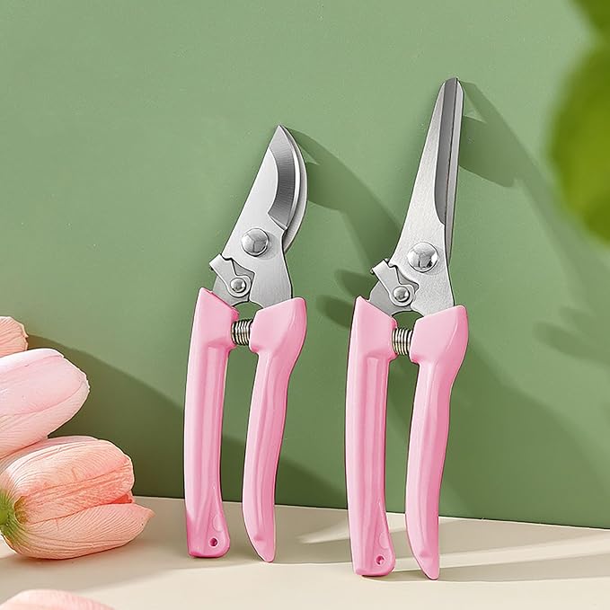 2pcs Garden Flower Shears Pruning Shears 6.9 inches Scissors Lightweight Plant Scissors for Cutting Flowers, Trimming Plants, Bonsai, Fruits Picking