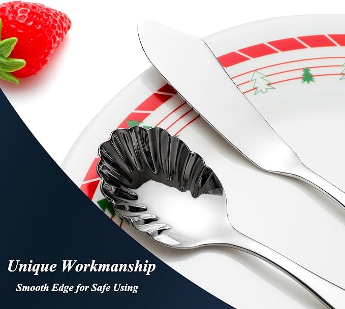 5-Piece Stainless Steel Serving Utensils Set | Mirror Polished, Silverware Serving Set, Hostess Set for Kitchen Indoors, Dishwasher Safe