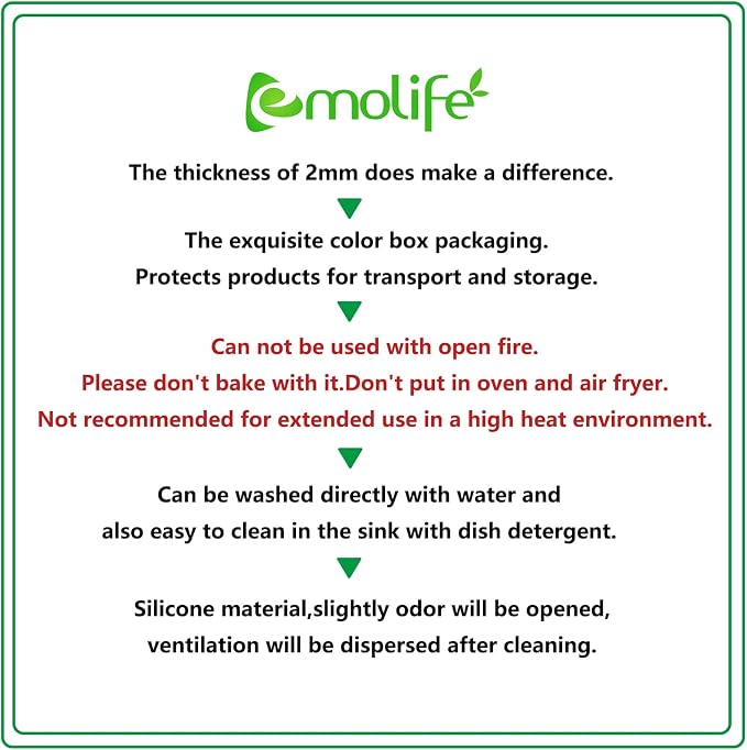 emolife Thick(2MM) Silicone Mats for Kitchen Counter, Black, 23.6"x15.7" | Countertop Protector, Heat Resistant, Non-Slip, Multipurpose Silicone Mat