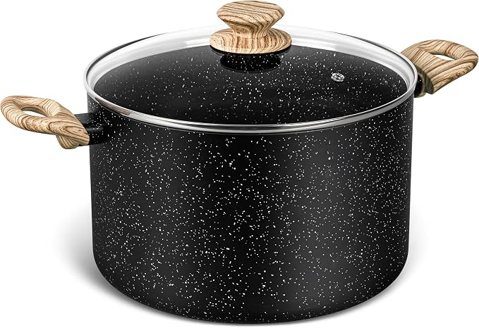 MICHELANGELO 8 Quart Stock Pot with Lid, Nonstick Cooking Pots, 8 Qt Soup Pot with Lid, Large Induction Pots for Cooking, Stockpot with Healthy Coating