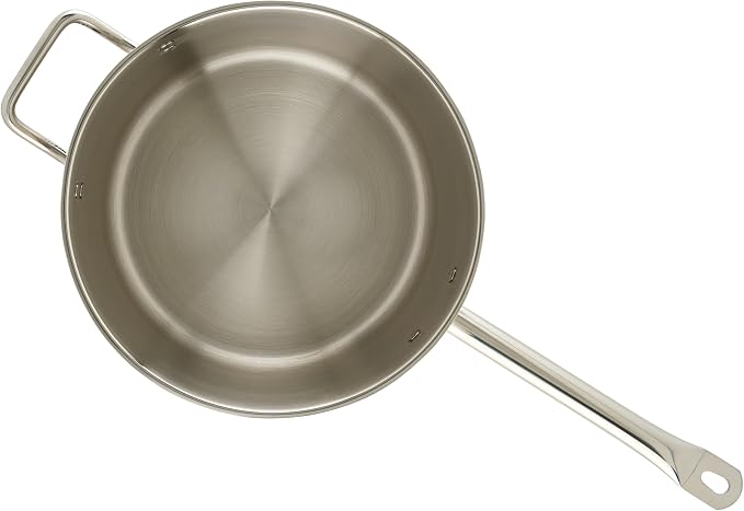 Winco 10 qt Stainless Steel Sauce pan with Cover | Heavy-duty, Tri-ply construction, Helper handle, Great for Cooking and Food Preparation
